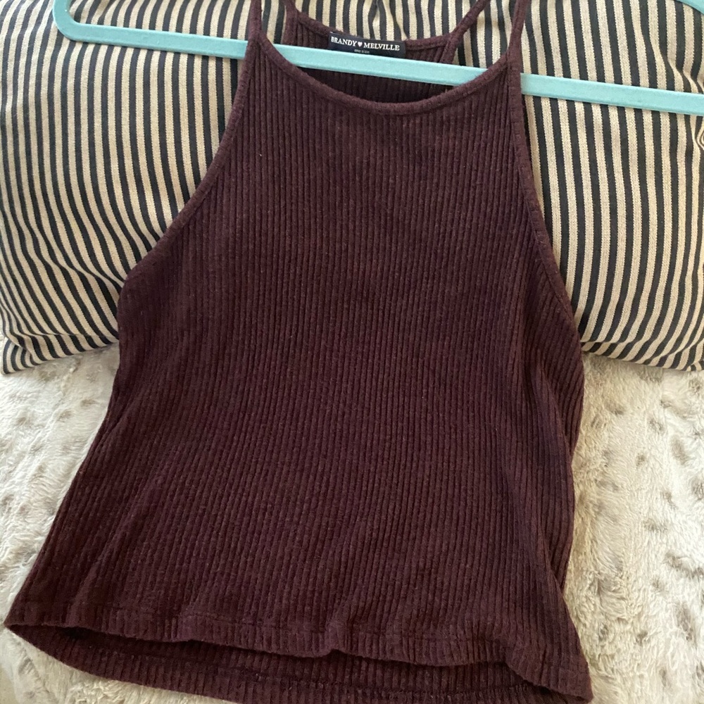 Brandy Melville Knit Maroon Halter Top